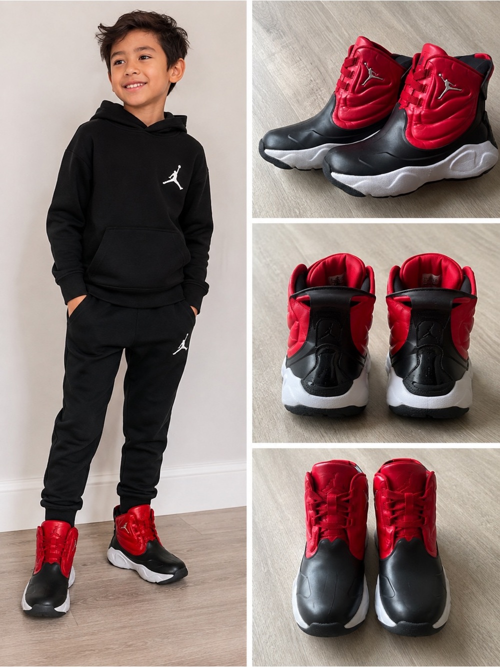 Jordan Kids Red & Black Boots – Size 11